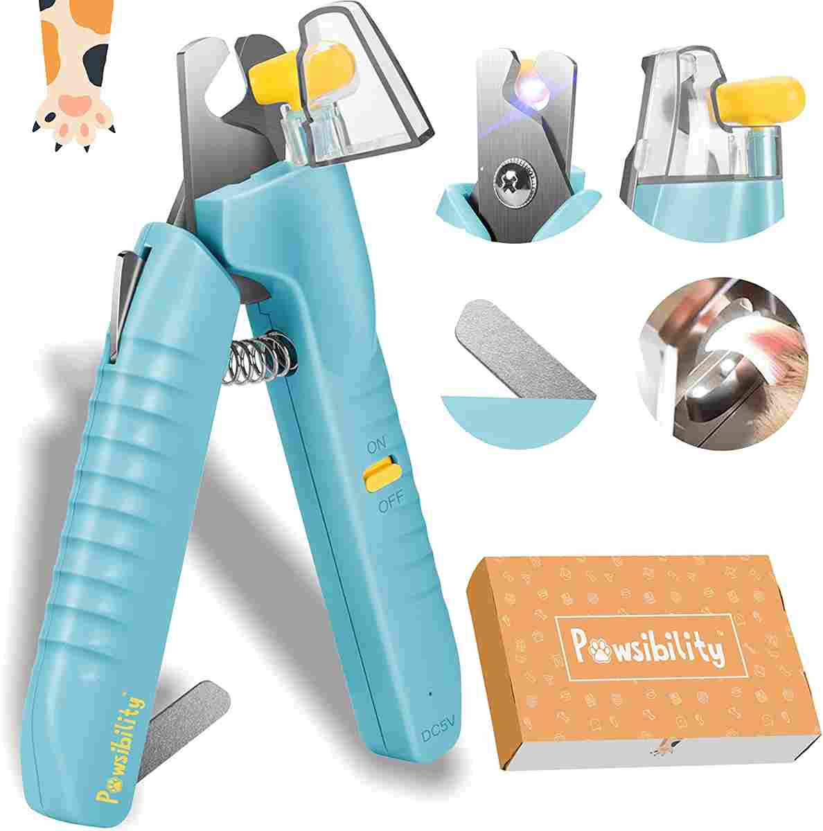 Pawsibility - Reinvented Pet Nail Clippers for Your Pal - Ultra Bright LED Light for Bloodline | Razor Sharp and Durable Blade | Vets Recommended Trimming Tool for Dogs and Cats