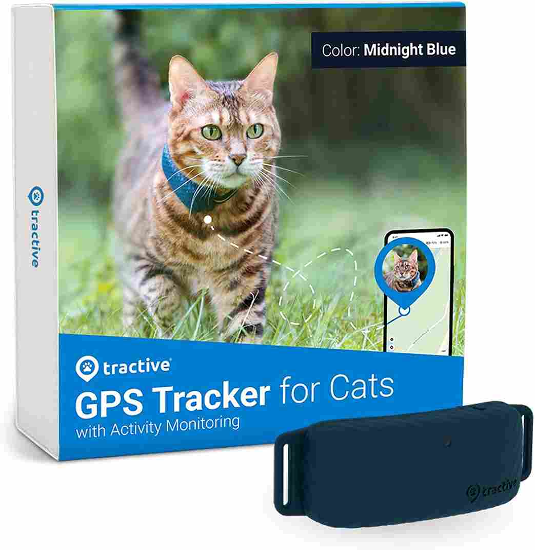 Tractive GPS Pet Tracker for Cats - Waterproof, GPS Location & Smart Activity Tracker, Unlimited Range, Works with Any Collar (Dark Blue)