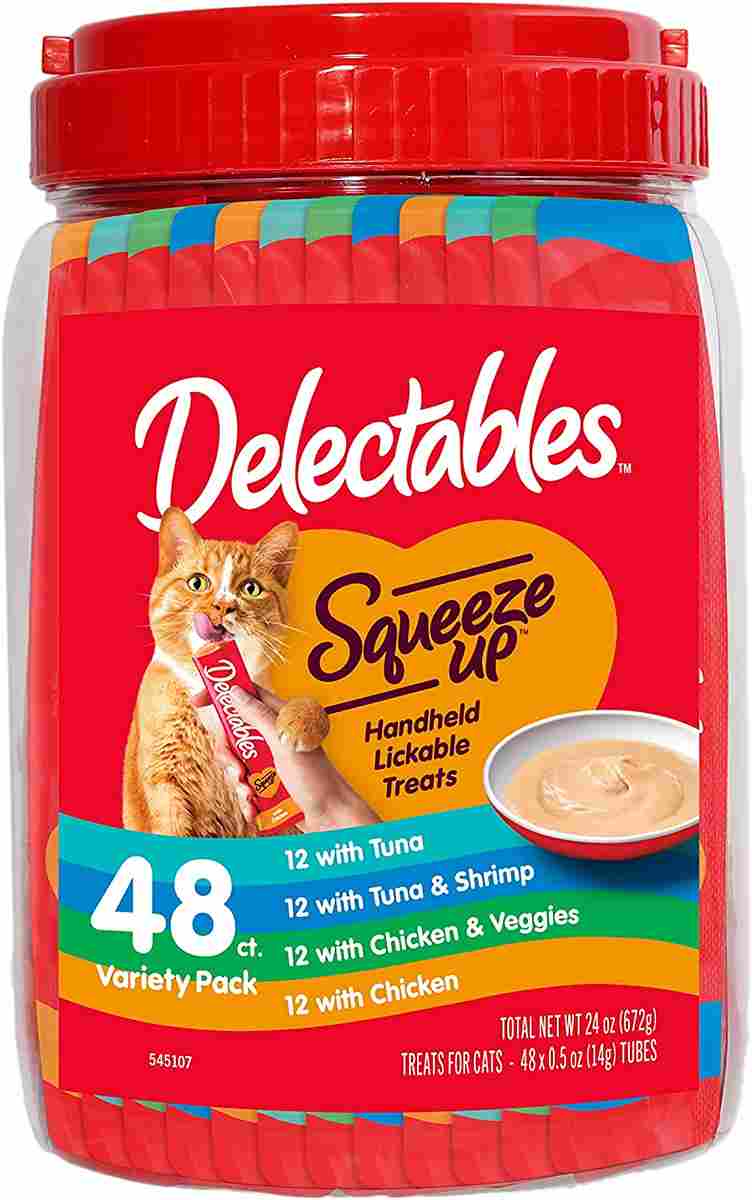 Hartz Delectables Squeeze Up Variety Packs Interactive Lickable Wet Cat Treats, case of 48
