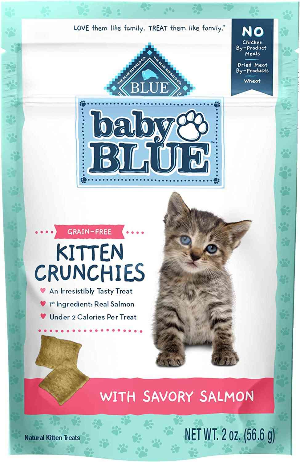 Blue Buffalo Baby BLUE Kitten Crunchies Grain Free, Natural Kitten Treats, Savory Salmon 2-oz Bag