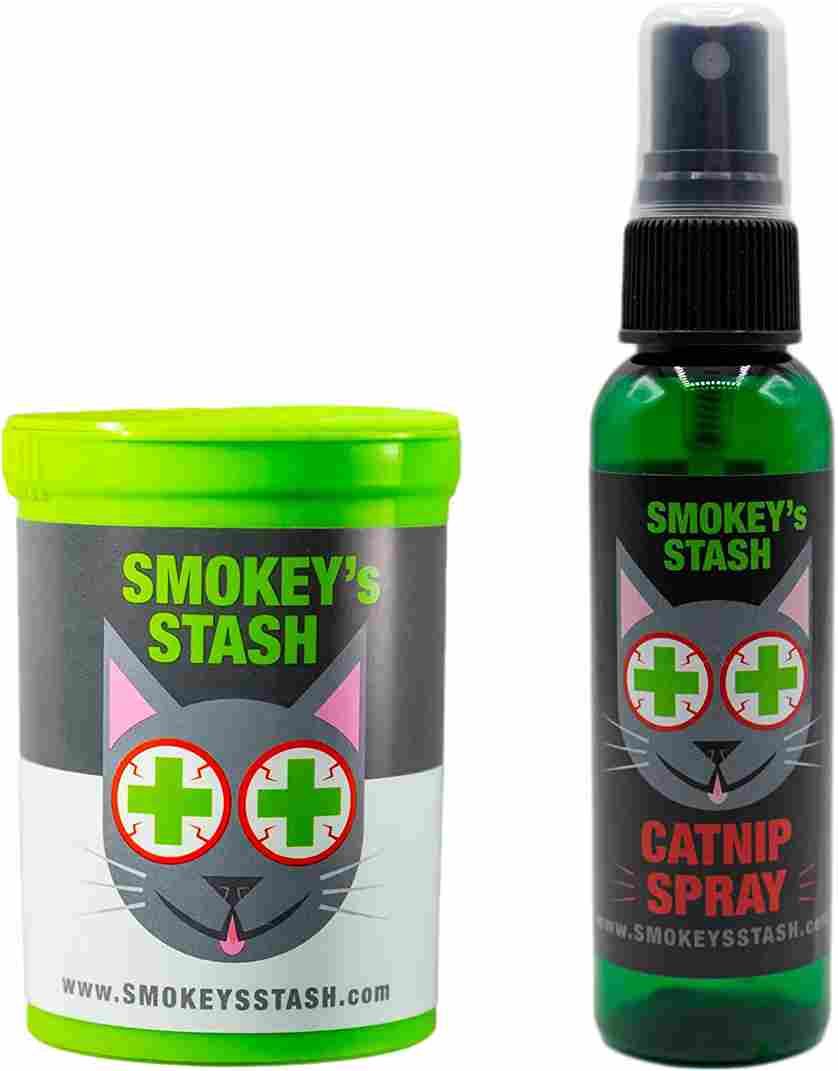 Smokey's Stash Cat Catnip Spray and Dried Organic Catnip Combo Maximum Potency cat nip Bundle