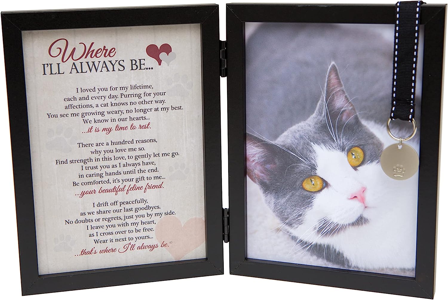 Pawprints Where I'll Always Be Cat Memorial Photo Frame