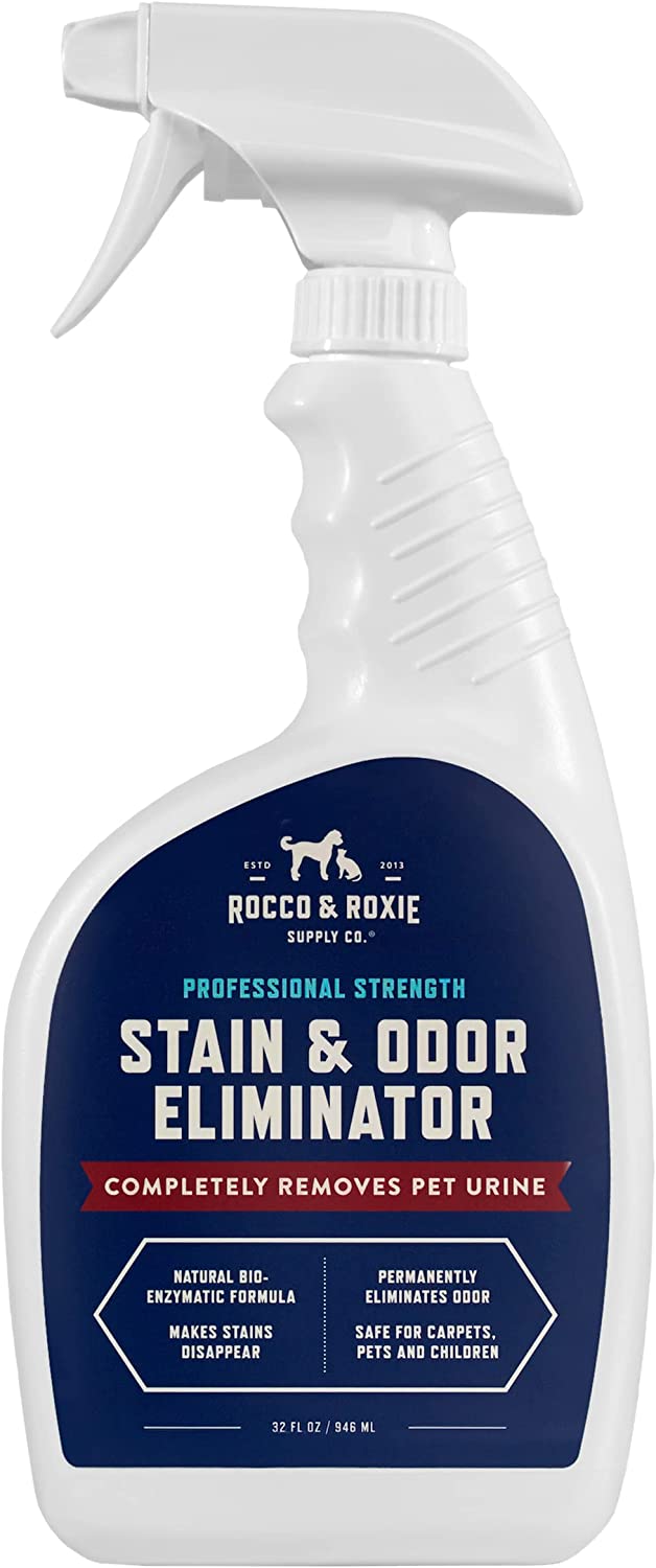 Rocco & Roxie Stain & Odor Eliminator for Strong Odor - Enzyme Pet Odor Eliminator for Home - Carpet Stain Remover for Cats and Dog Pee - Enzymatic Cat Urine Destroyer - Carpet Cleaner Spray