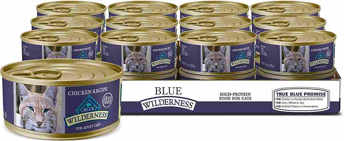 Blue Buffalo Wilderness High Protein Grain Free, Natural Adult Pate Wet Cat Food, Chicken 5.5-oz cans (Pack of 24)