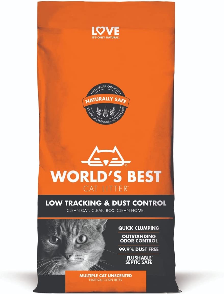 WORLD'S BEST CAT LITTER Low Tracking & Dust Control Multiple Cat Unscented 32-Pounds