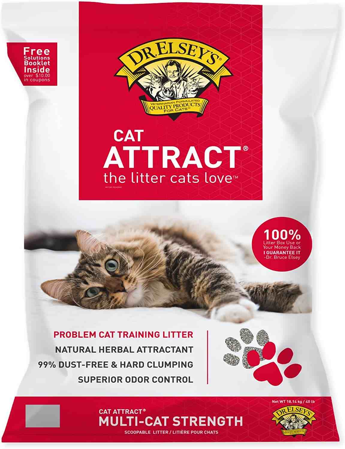 Dr. Elsey's Premium Clumping Cat Litter - Cat Attract - 99% Dust-Free, Low Tracking, Hard Clumping, Superior Odor Control, Natural Herbal Attractant, Unscented & Natural Ingredients, 40 lb
