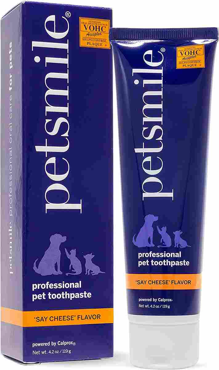 Petsmile Professional Pet Toothpaste | Cat & Dog Dental Care | Controls Plaque, Tartar, & Bad Breathe | Only VOHC Accepted Toothpaste | Teeth Cleaning Pet Supplies (Say Cheese, 4.2 Oz)