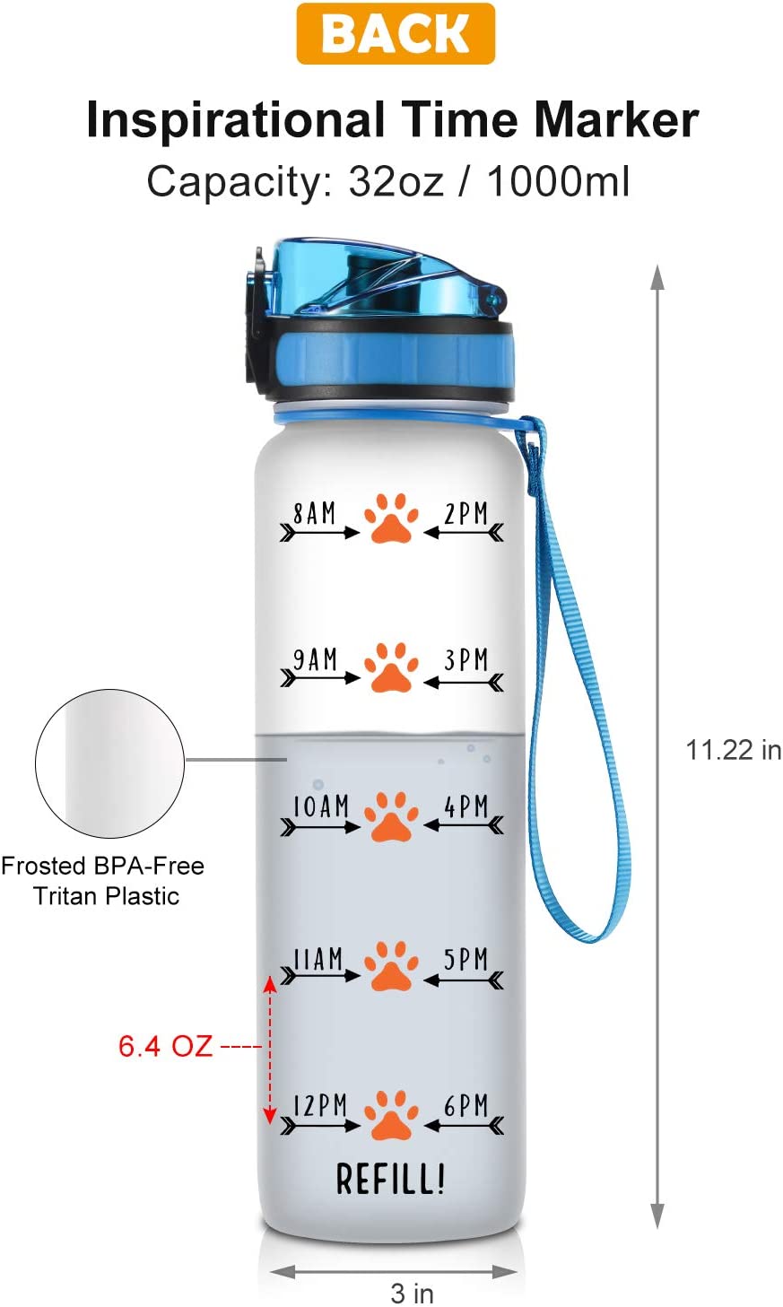 Coolife 32oz 1 Liter Motivational Tracking Water Bottle w/Hourly Time Marker - Funny Mothers Day, Birthday Cat Lover Gifts for Women, Cat Mom, Cat Lady, Best Friend, Her - Drink Your Water Right Meow