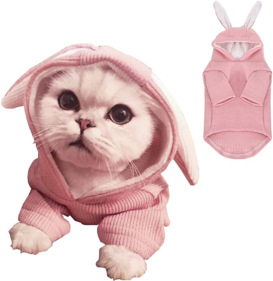 ANIAC Pet Hoodie Cat Rabbit Outfit with Bunny Ears