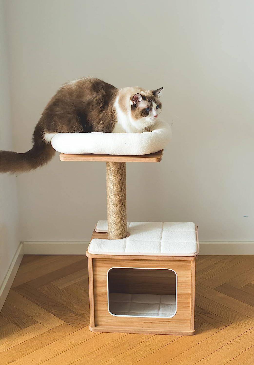 Catry Cat Tree - A Cat Play House Combo with Cat Hammock, Scratching Post, and Comfort Home