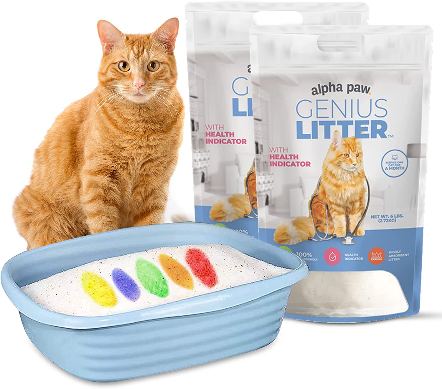 Alpha Paw Genius Cat Litter 5-Color Health Indicator Unscented (12 lbs)