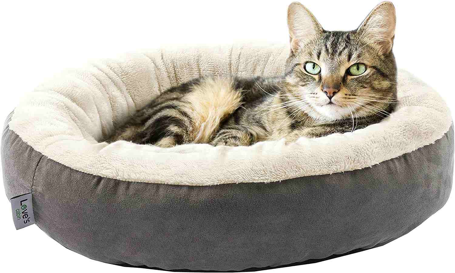 Love's cabin Round Donut Cat and Dog Cushion Bed, 20in Pet Bed for Cats or Small Dogs, Anti-Slip & Water-Resistant Bottom, Super Soft Durable Fabric Pet beds, Washable Luxury Cat & Dog Bed Gray