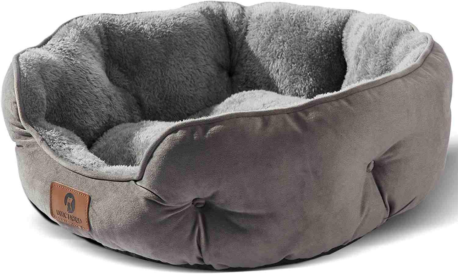 Asvin Small Dog Bed for Small Dogs, Cat Beds for Indoor Cats, Pet Bed for Puppy and Kitty, Extra Soft & Machine Washable with Anti-Slip & Water-Resistant Oxford Bottom, Grey, 20 inches
