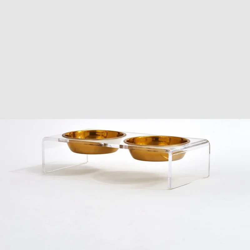Gold Bowl Clear Elevated Feeder