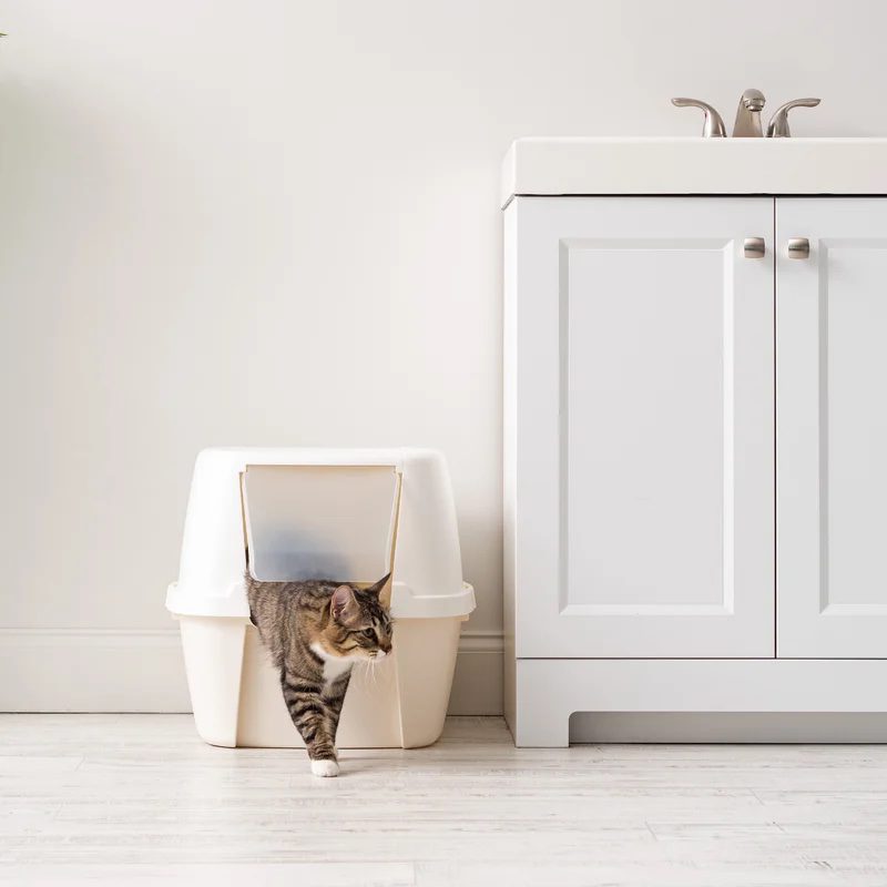 Jumbo Hooded Litter Box With Scoop, Off White