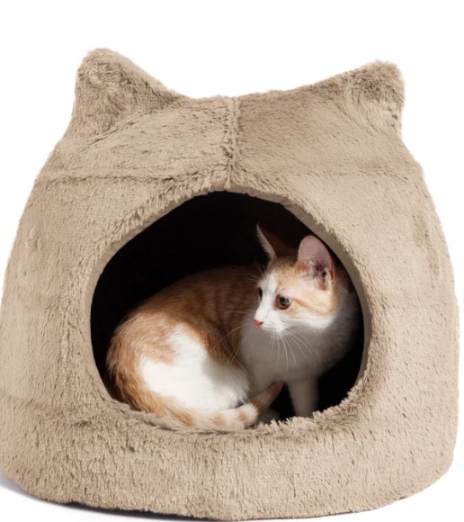 Fur Meow Hut Hooded Kitten Bed