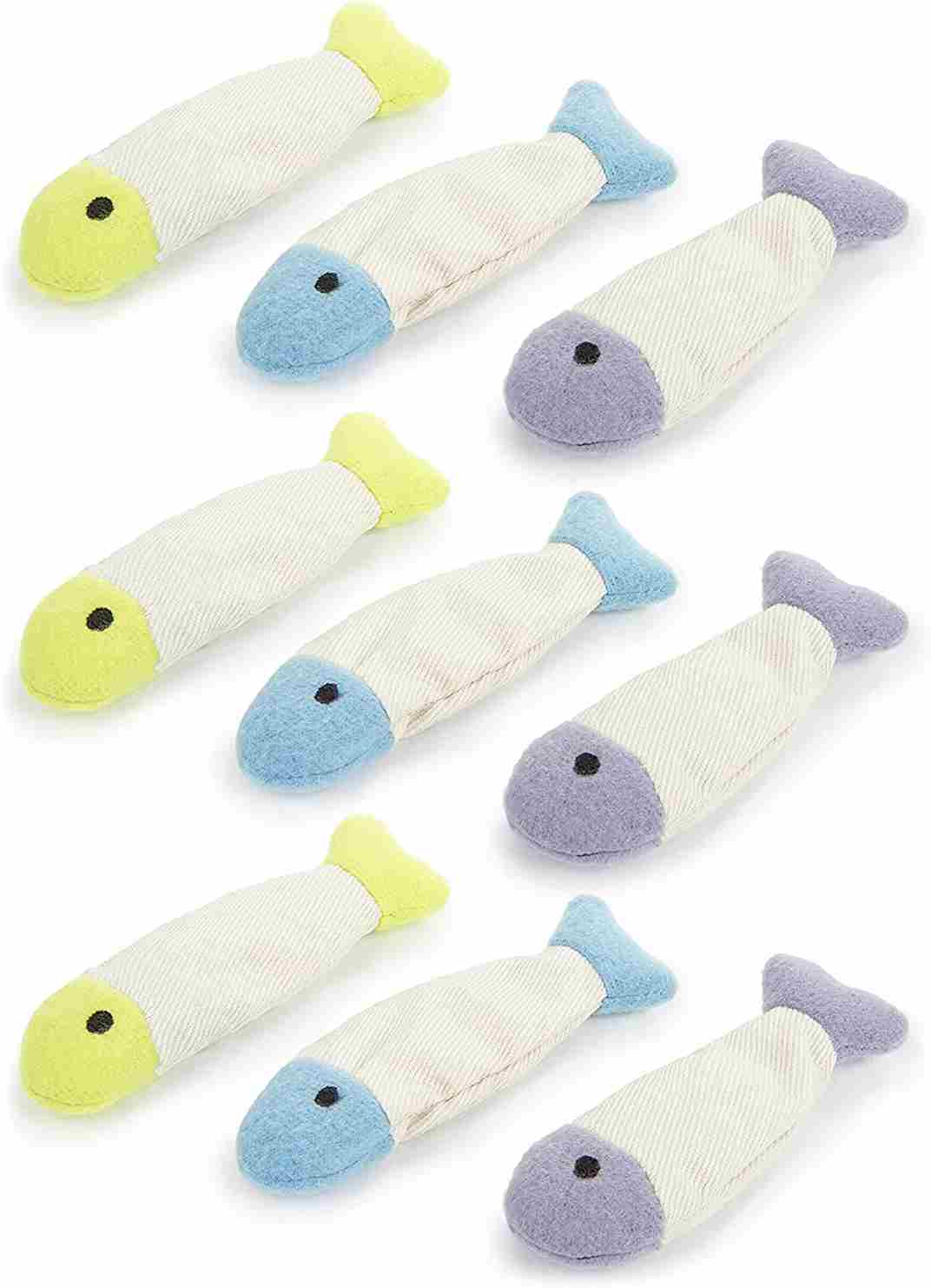 SmartyKat (9 Count Fish Flop Crinkle Catnip Cat Toys - Multi Color, 9 Count
