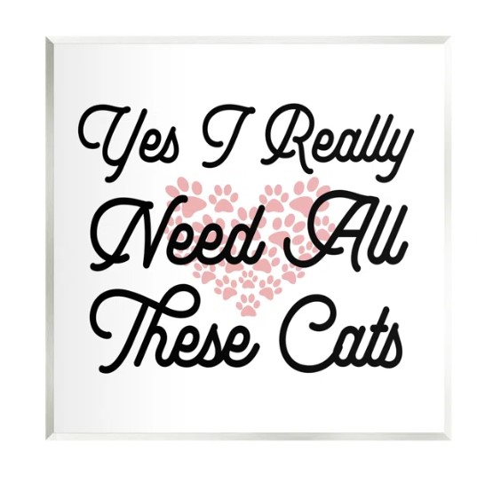 Yes I Need These Cats Funny Pet by - Unframed Graphic Art on MDF