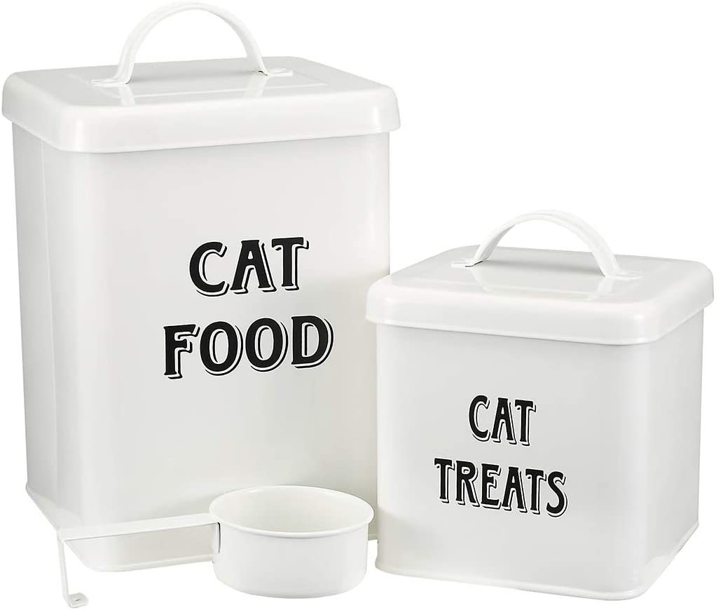 Morezi Cat Food Storage Container Farmhouse Pet Food Treats holder with Lid and Scoop
