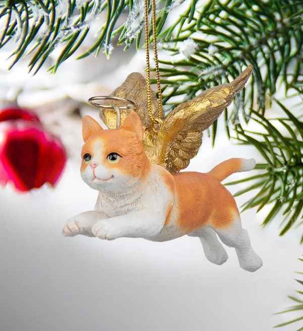 Feline Tabby Cat Angel Hanging Figurine