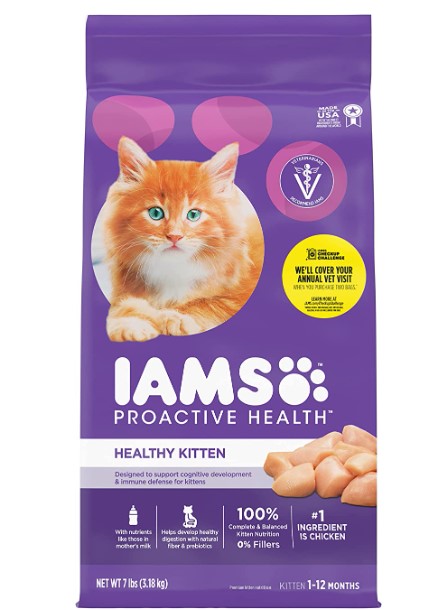 IAMS PROACTIVE HEALTH Healthy Kitten Dry Cat Food with Chicken, 7 lb. Bag