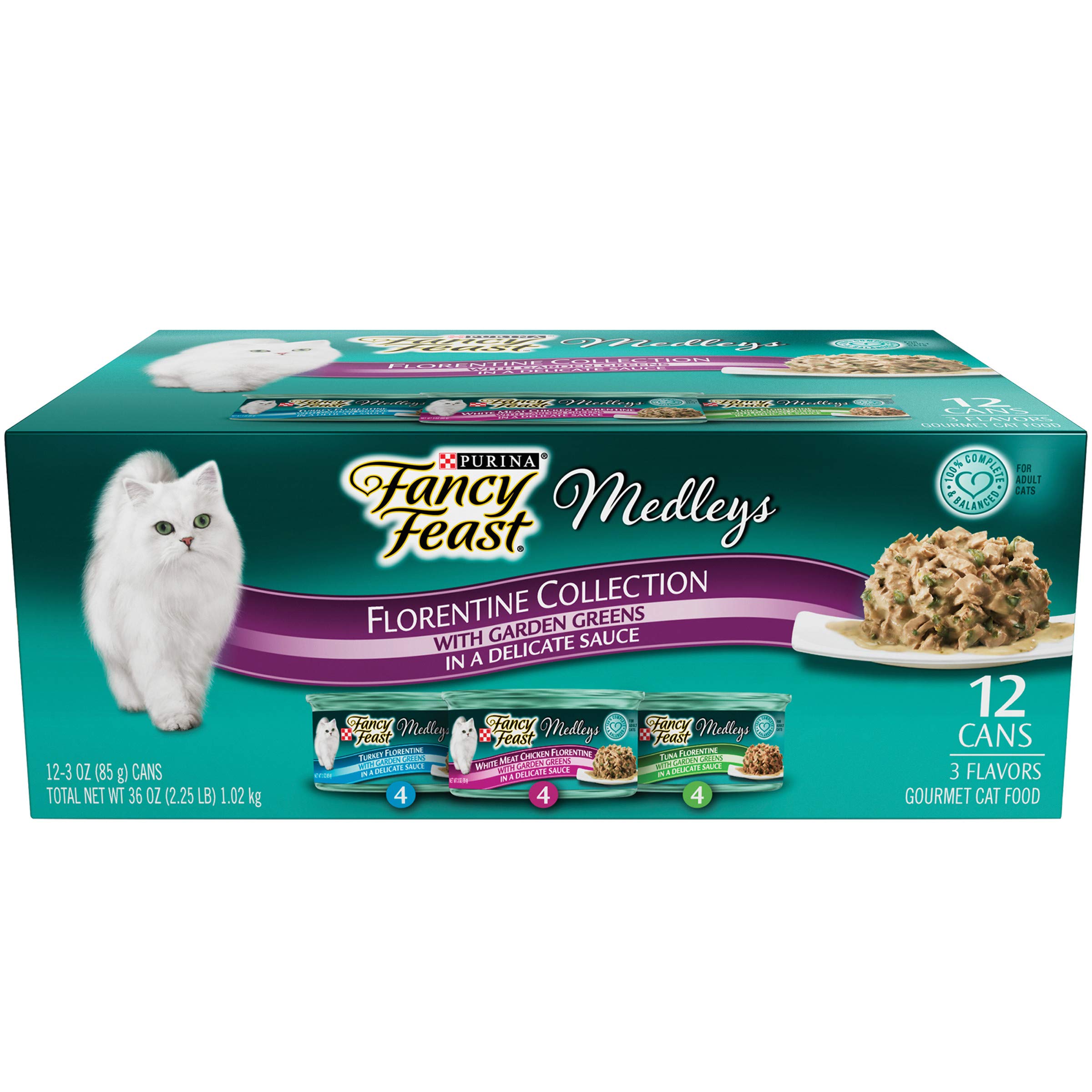 Fancy Feast Wet Cat Food Medleys Florentine Variety Pack - (2 Packs of 12) 3 oz. Cans
