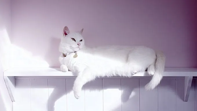 white cat lying down. is this cat different from albino cats?