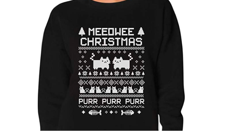 A meowee Christmas holiday sweater