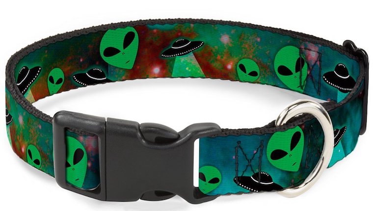 Cat collar with aliens on it