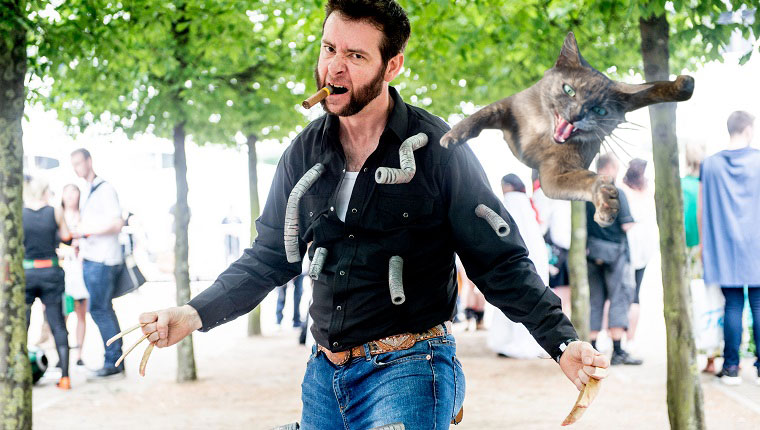 wolverine from x-men with cat