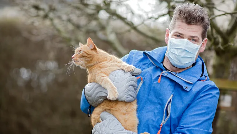 Man with allergies and cat