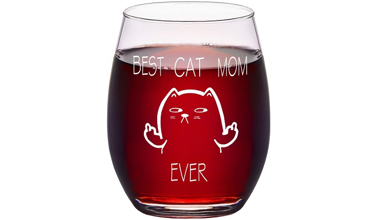 cat mom wine glass