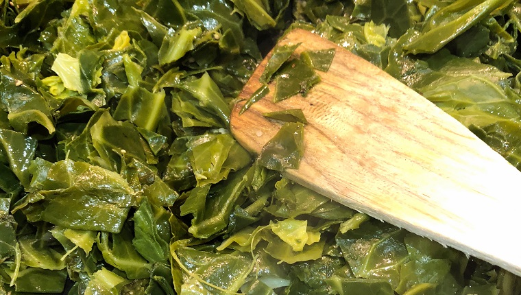 Cooking greens with garlic and chilli