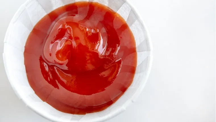 Ketchup sauce, directly above view