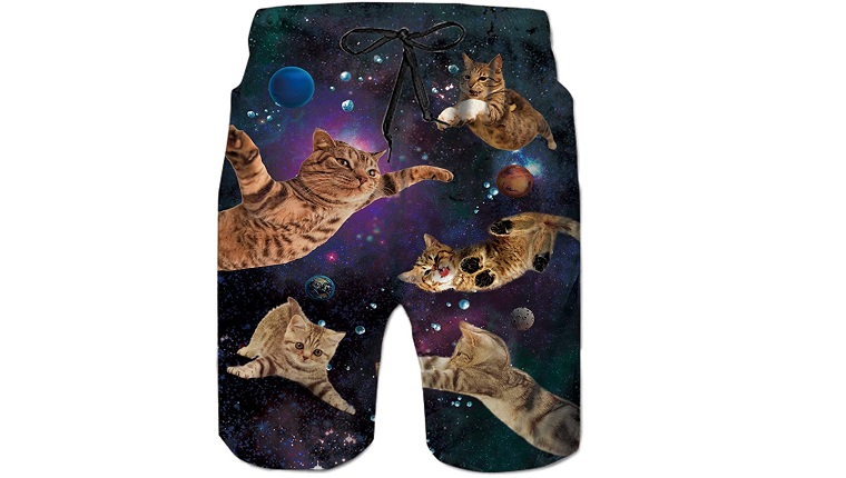cat in space swim trunks