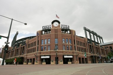 DENVER - JUNE 14: A general view of the exterior home plate entrance to Coors Field, home of the Colorado Rockies on June 14, 2004 in Denver, Colorado.