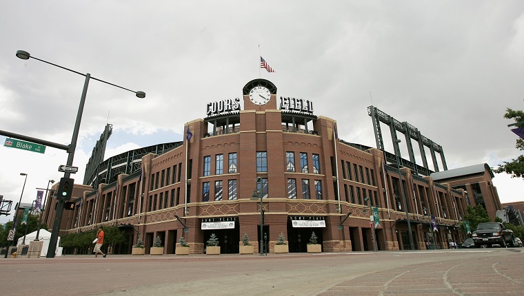 DENVER - JUNE 14: A general view of the exterior home plate entrance to Coors Field, home of the Colorado Rockies on June 14, 2004 in Denver, Colorado.
