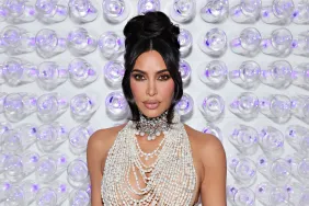 close-up of Kim Kardashian at the 2023 Met Gala