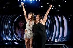 Mariska Hargitay and Taylor Swift during The 1989 World Tour. Hargitay has named her new cat Karma after the hit Swift track.