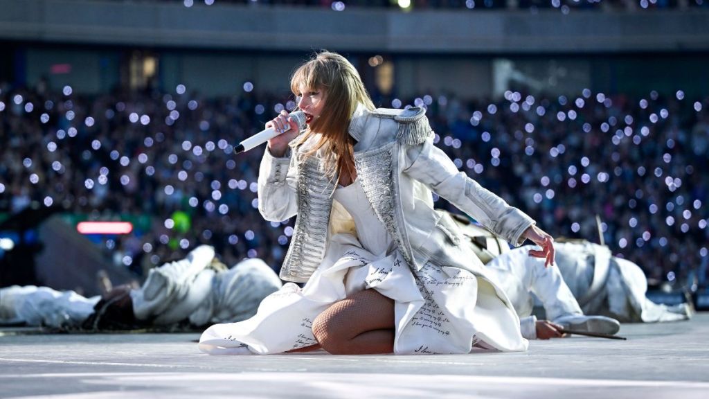 Taylor Swift performs at Scottish Gas Murrayfield Stadium on June 07, 2024 in Edinburgh, Scotland. Tortured Poets Department outfit/costume for Taylor Swift Eras Tour.