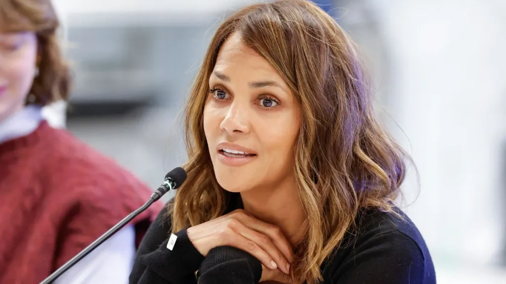 Catwoman star Halle Berry speaks during a roundtable discussion highlighting women's health research at University of Illinois on January 11, 2024, in Chicago, Illinois.