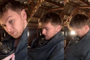 Video: ‘Elderly Cat’ Snuggles in Owner’s Jacket When Cold