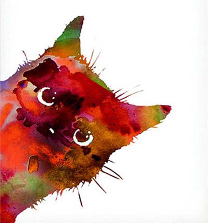 Colorful Watercolor Cat