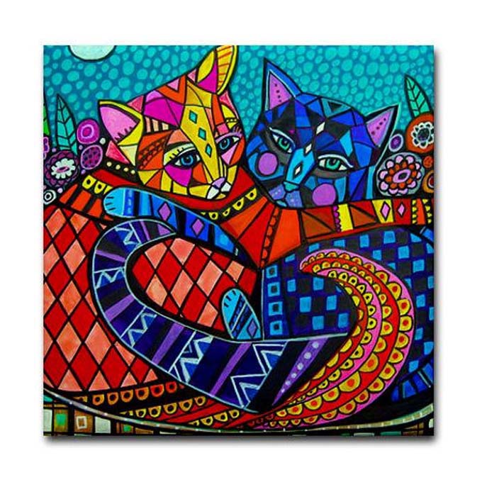 Ceramic Tiles Cat Art
